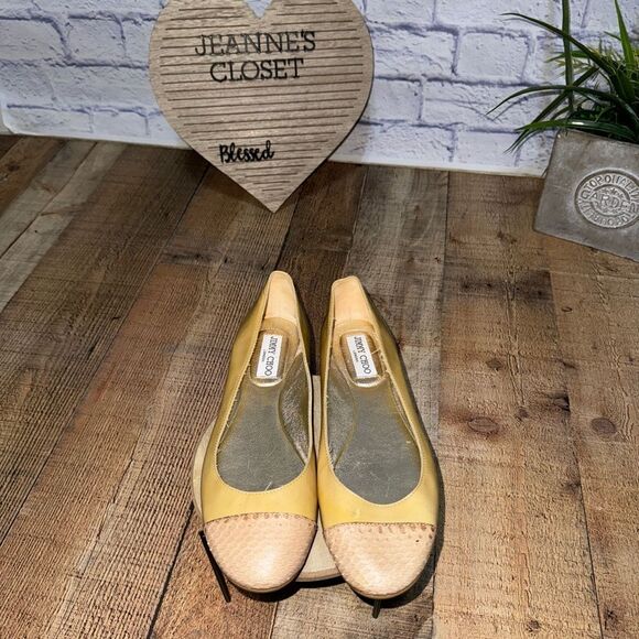 Jimmy Choo Animal Print Cap Toe Tan Patent Leather Ballet Flats EUR 39 - Picture 10 of 15